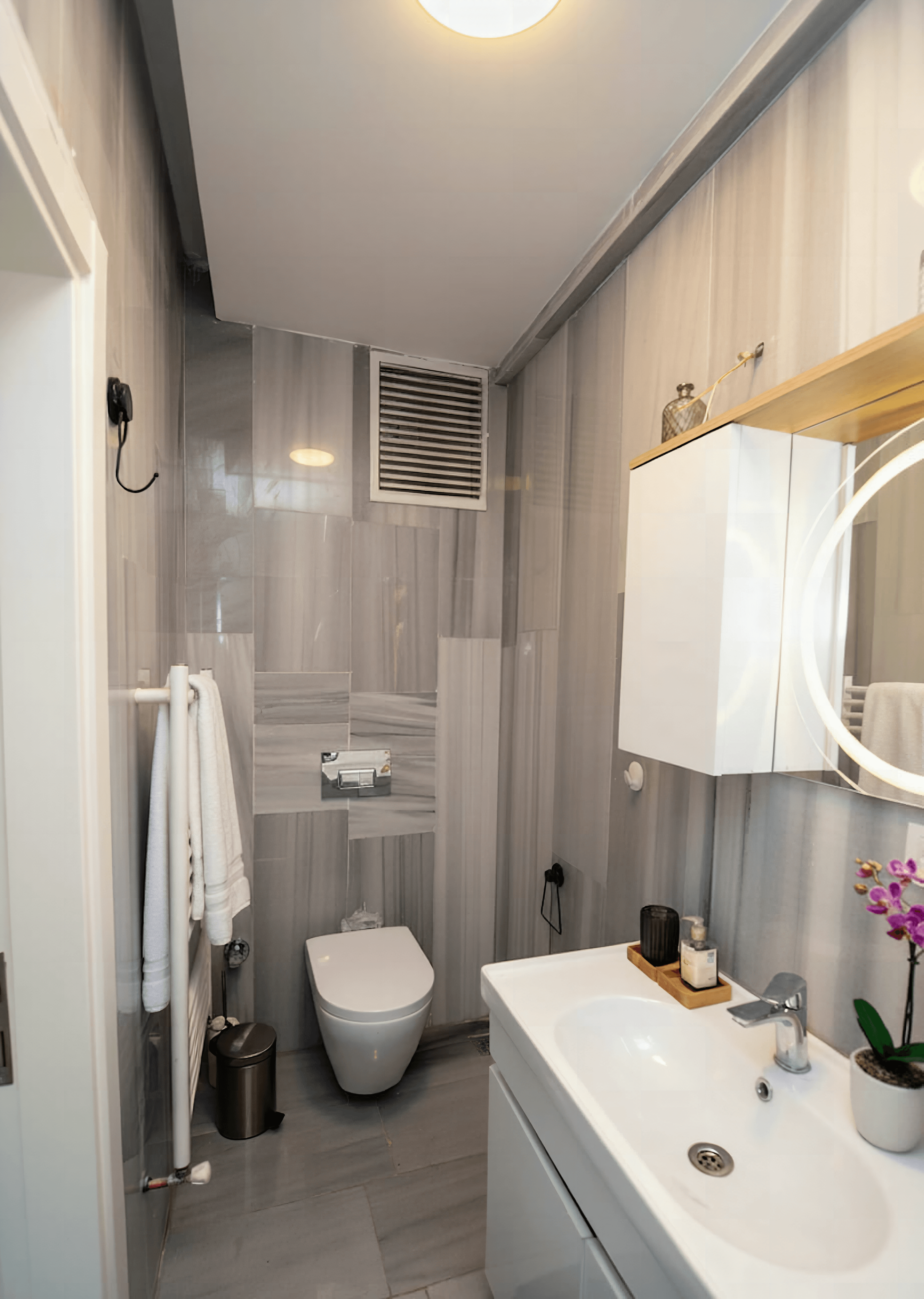 Modern bathroom with LED mirror